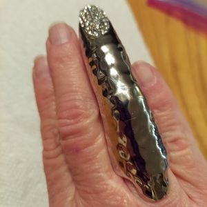 Silver toned full length finger ring
